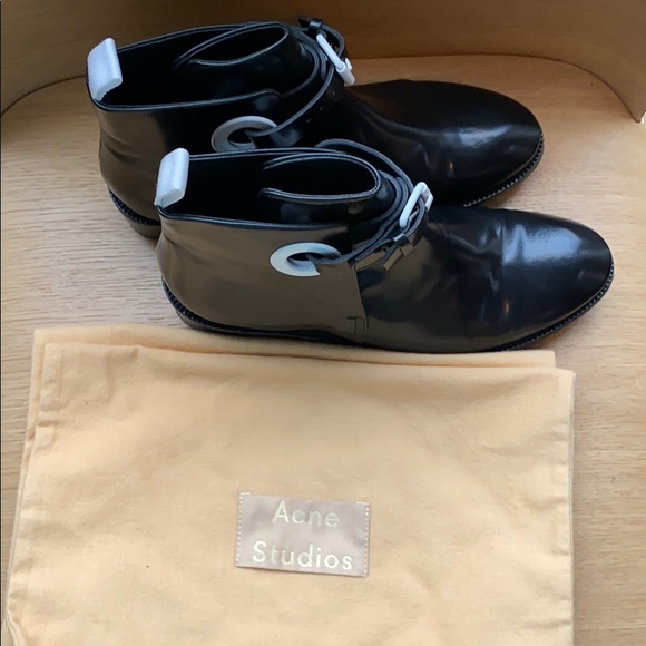 Acne Booties with White buckle accents. - Picture 6 of 8